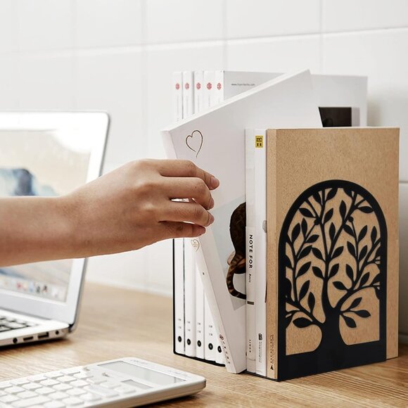 Book Ends, Metal Bookends for Shelves Decorative, Tree Stopper for Heavy Books, - Picture 7 of 7